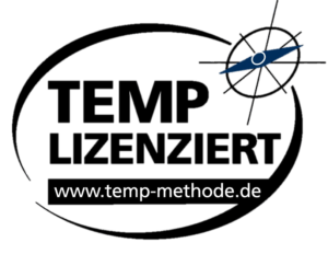Gütesiegel TEMP-lizenziert mit blauem Kompass Jochen Treuz | Lizenzierter TEMP-Berater